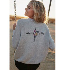 Spiritual Gangster Gray Sweatshirt Embroidered today was a good day Large